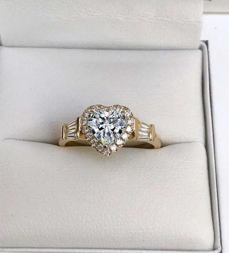 Elegant Noble Woman Fashion Heart Ring Superb Birthstone Princess Proposal Engagement Ring Anniversary Banquet Birthday Christmas Gift Romantic Bride Wedding Eternal Jewelry Ring Size 4-12 Bague Femme