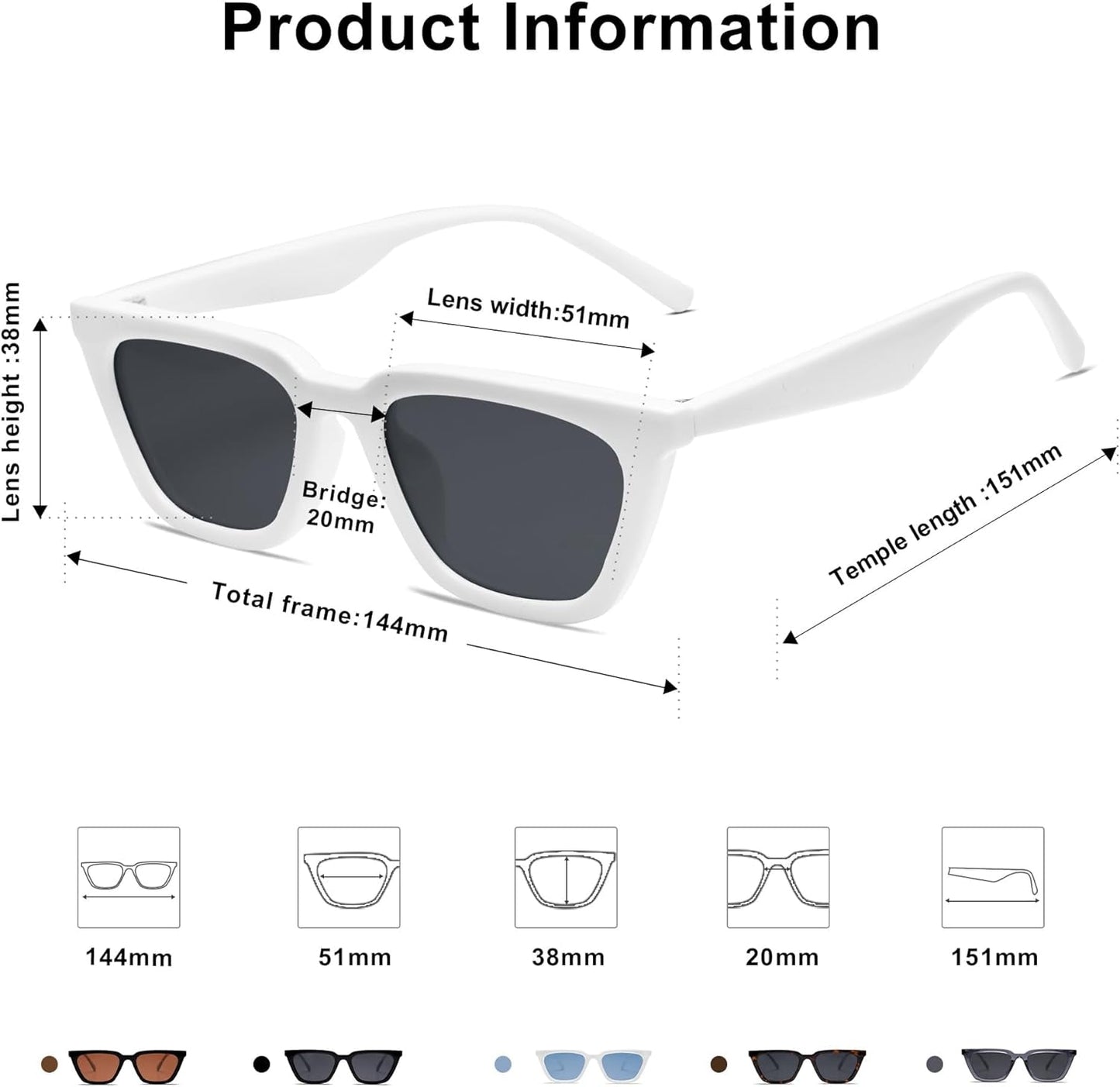Polarized Narrow Square Cateye Sunglasses for Women Retro Trendy Driving Glasses SJ2169