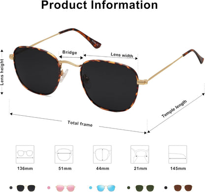 Square Polarized Sunglasses for Men Women Classic Vintage Retro Style