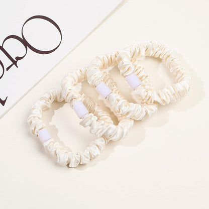 Hair Ties Satin Scrunchies - Small Mini Scrunchy for Women Thick Thin Hair Accessories Cute Soft No Slip Hair Elastics Ponytail Holder for Curly Hair No Damage Hairties Gift for Girls… Champagne