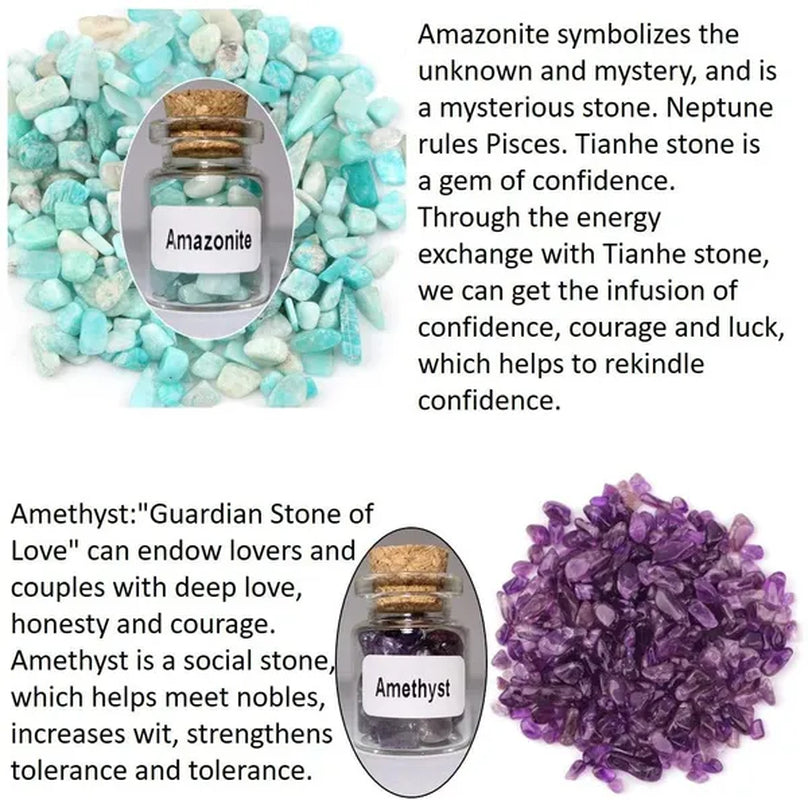 9PCS Gemstones Bottles Crystals and Healing Stones Witchcraft Supplies Crystals Chakra Healing Crystals Bulk Crystals Witchy Room décor