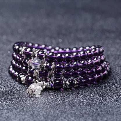 Handmade Stone Amethyst 6MM 108 Beads Bracelet Spirituality