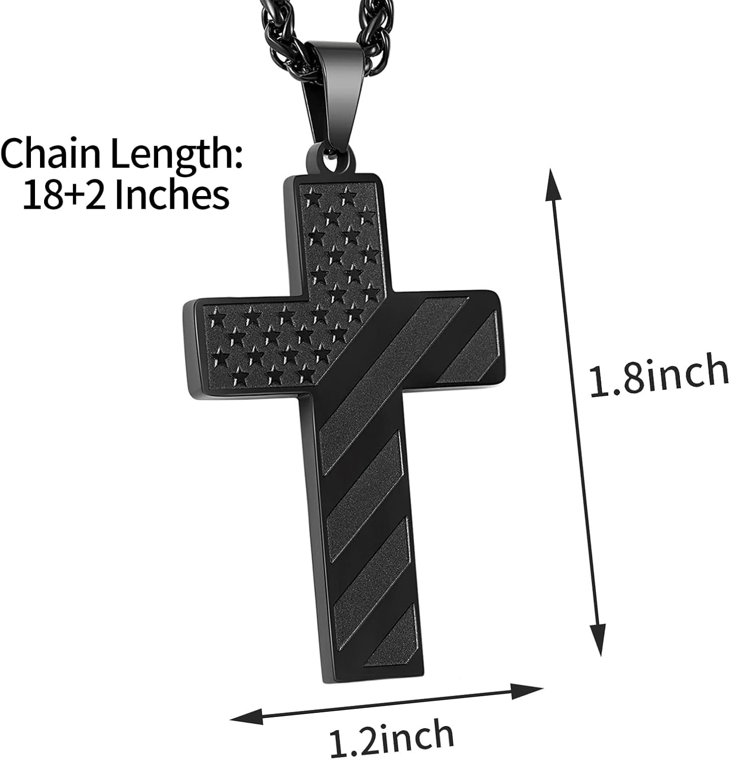 Valentines Day Gifts for Him -18+2 Inch Cross Necklace Bible Verse Stainless Steel American Flag Pendant Chain for Men Boys Cross Jewelry Gift