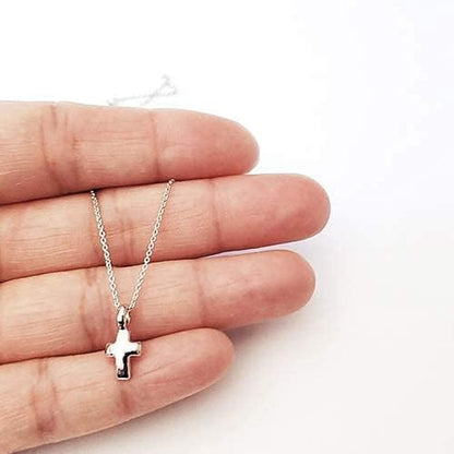 Sterling Silver Tiny Cross Charm Necklace, 18"