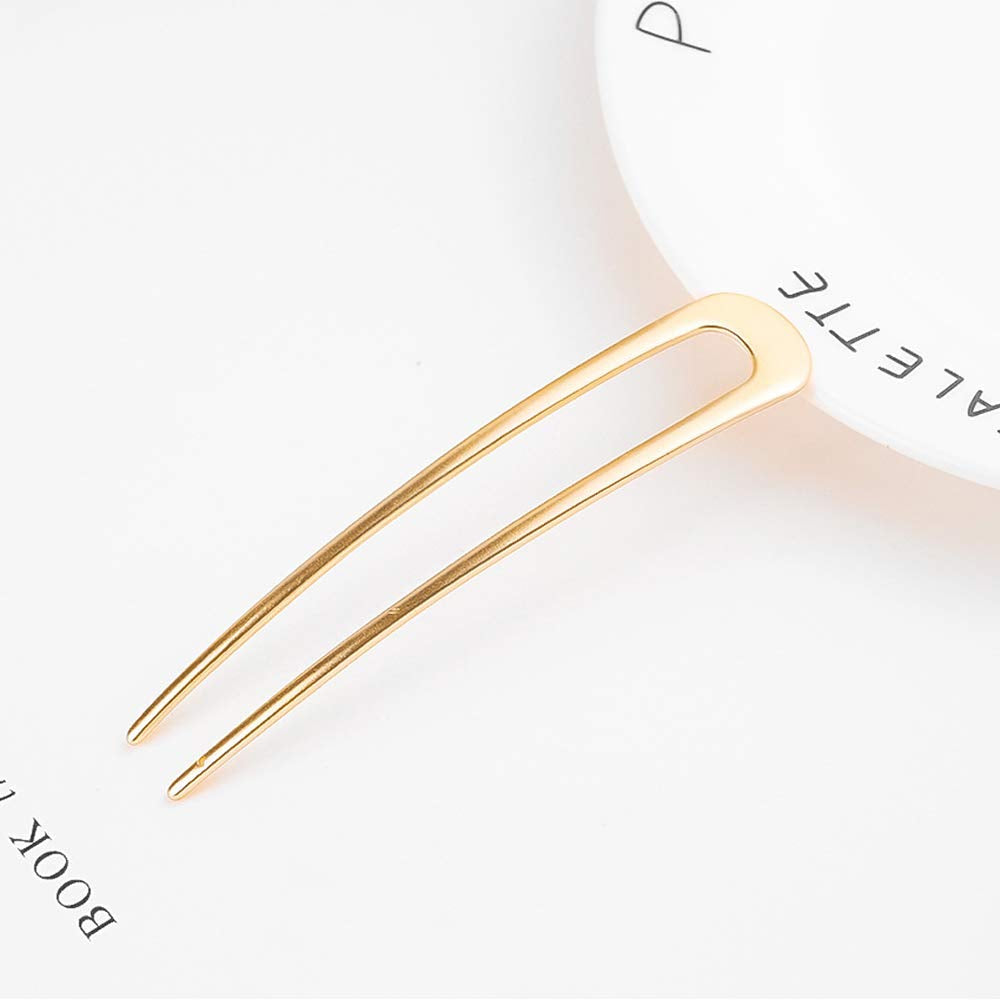 [2 Pack]  U-Shape Hairpins, Bride Hair Accessories Hair Pins Clip Vintage Hair Stick,Hairstyle Chignon for Women Girls-Gold