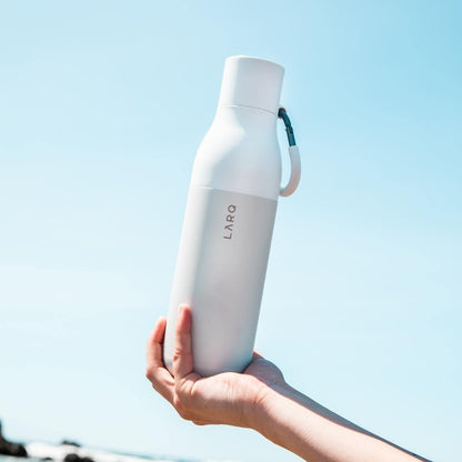 Bottle Flip Top 17 Oz - Insulated Reusable Stainless Steel Water Bottle with Straw | Thermos, BPA Free | for Sports, Gym, and Travel | Keep Drinks Cold for 24 Hours | Granite White