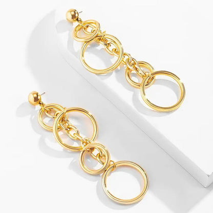 Women Punk Long Big Circle Link Chain Earrings Hiphop Large Drop Earrings Fashion 2021 Earring Jewelry Gift
