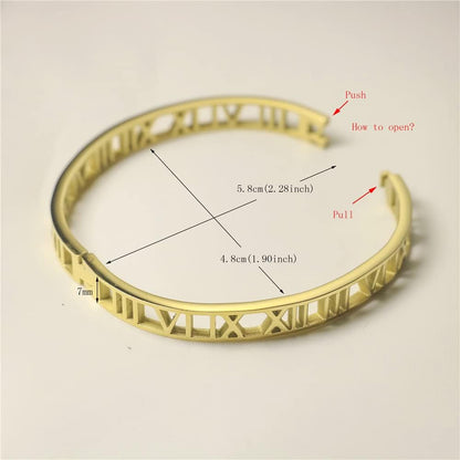 Roman Numeral Series Hollow Carved Bracelet - Fashionable Women'S Three-Color Roman Bracelet