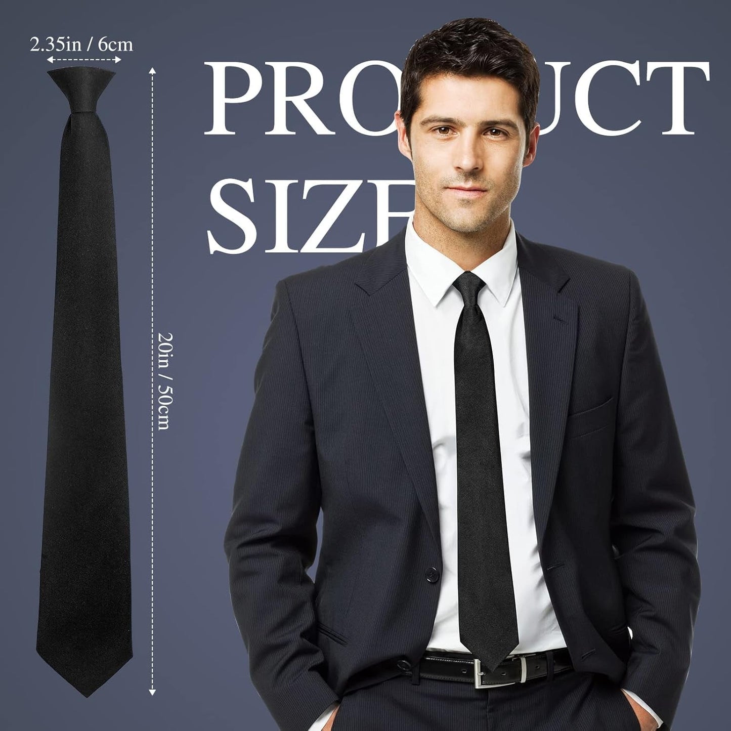 Black Clip on Tie for Men - Pre Tied Neckties for Men, Neck Tie for Men Women Skinny Slim at Work Office Wedding Party | 20×3.5 In - WORLD TIME VISITS