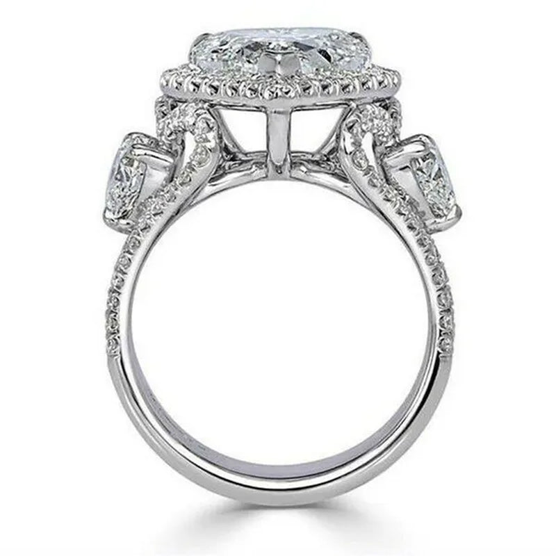 Gorgeous Exquisite Heart Rings for Women White Crystal Zircon Jewelry Fashion Bride Engagement Wedding Party Gift