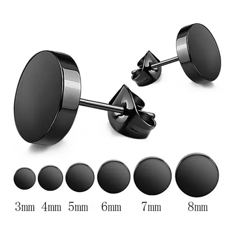 1PCS Stainless Steel Black Color Hypoallergenic Minimalist Flat Circle Earings for Men and Women Daily Wear Steel Titanium Earrings - WORLD TIME VISITS