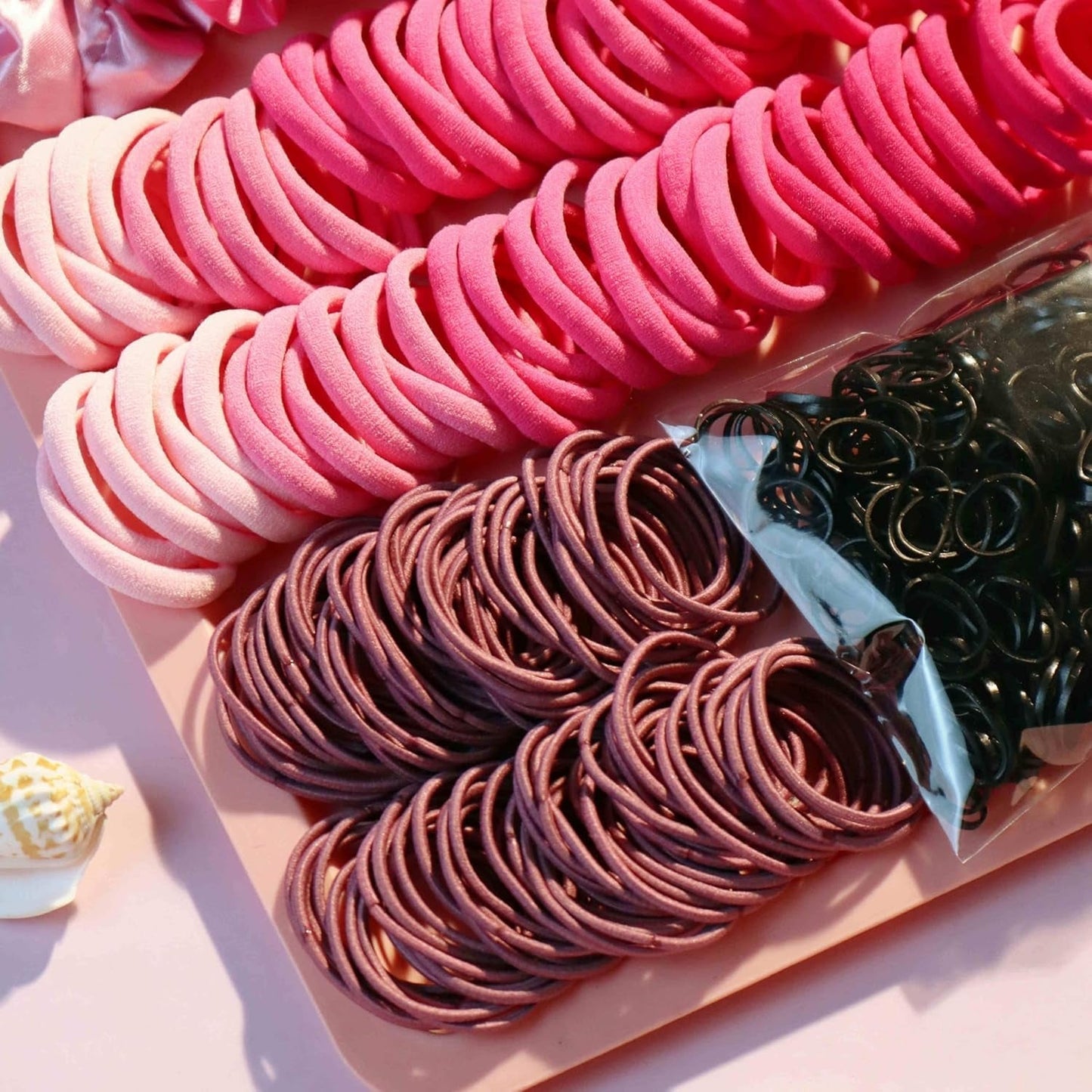 Hair Accessories for Woman Set, 755PCS Seamless Ponytail Holders Variety Hair Scrunchies Hair Bands Scrunchy Hair Ties for Thick and Curly (Rose)