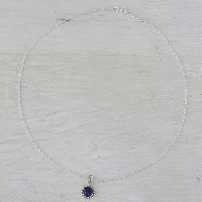 Artisan Handmade Lapis Lazuli Pendant Necklace Lapiz Sterling Silver from India [18 in L 2 Mm W Pendant(S) 0.8 in L X 0.4 in W X 0.2 in D] ' Blue Globe' - WORLD TIME VISITS