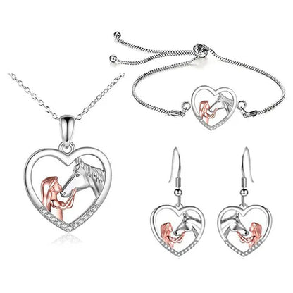 1/2/3Pcs Funny Cute Horse Unicorn Pendant Necklace 925 Sterling Silver Necklace Earrings Bracelet Chain Jewelry Set for Women Girls Birthday Gifts - WORLD TIME VISITS