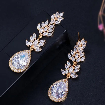 CANDICE Top Quality White Gold Plated Jewelry Romantic Purple Red Crystal Long Tear Drop Earrings For Women Christmas Gift
