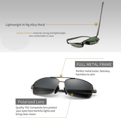 Ultra Lightweight Rectangular Polarized Sunglasses UV400 Protection