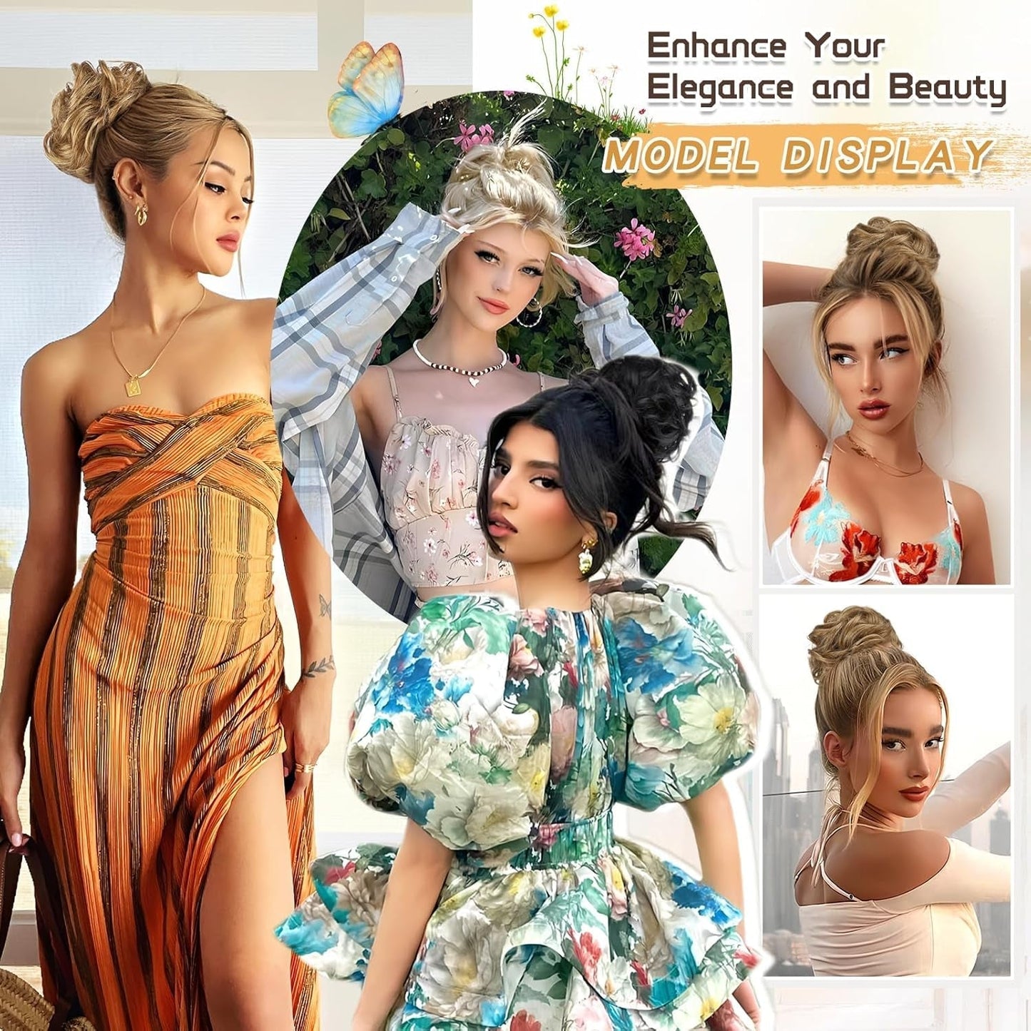 Messy Bun Hair Piece Wavy Curly Scrunchies for Women Hair Bun Hair Piece with Elastic Band Scrunchies Stretchy Fluffy Chignon Ponytail Hairpieces Updos for Women (18TH85)