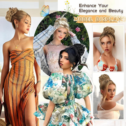 Messy Bun Hair Piece Wavy Curly Scrunchies for Women Hair Bun Hair Piece with Elastic Band Scrunchies Stretchy Fluffy Chignon Ponytail Hairpieces Updos for Women (18TH85)