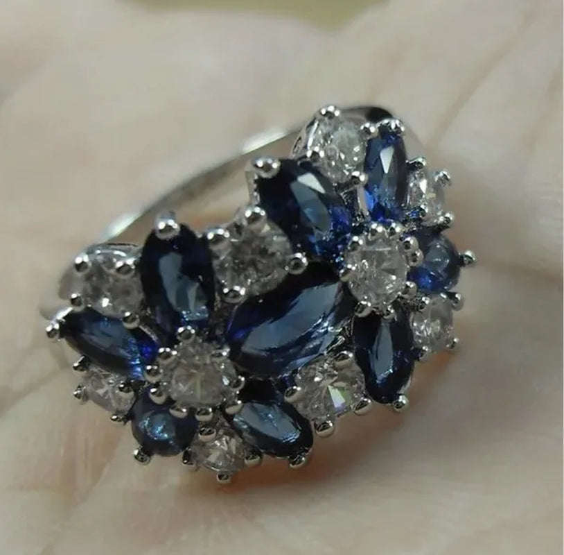 5-Color Natural 6.69CT White/Alexandrite/Sapphire/Ruby/Emerald Diamond 14K White Gold Wedding Ring Size 6-10