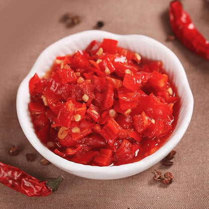 HADAY Premium Chinese Crushed Chili Sauce - Ideal for Stir-Frying, Dipping, Saucing, and Noodles 海天 贵映红剁辣椒 - 340 Gram