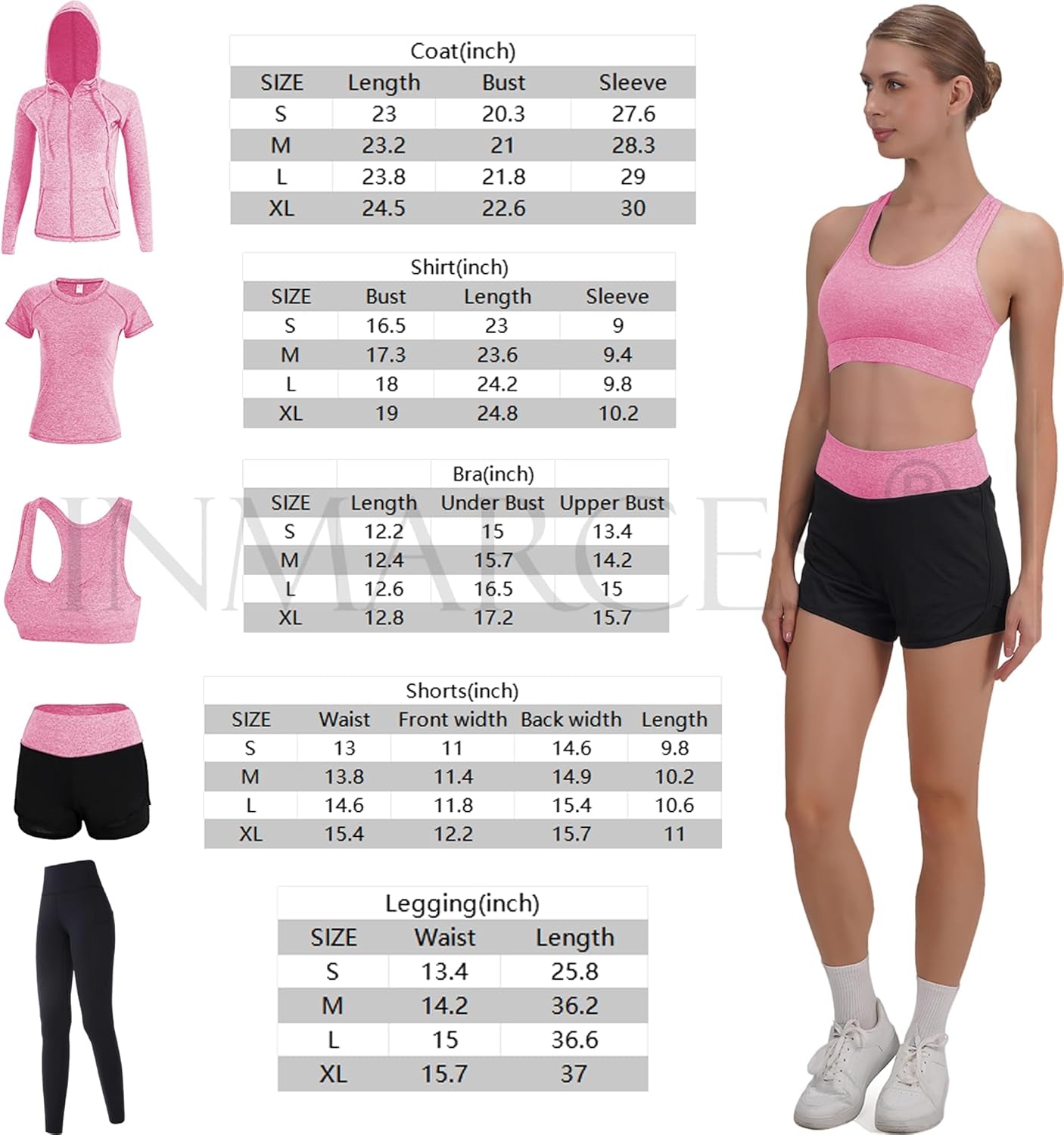 Workout Sets for Women 5 PCS Yoga Outfits Activewear Tracksuit Sets