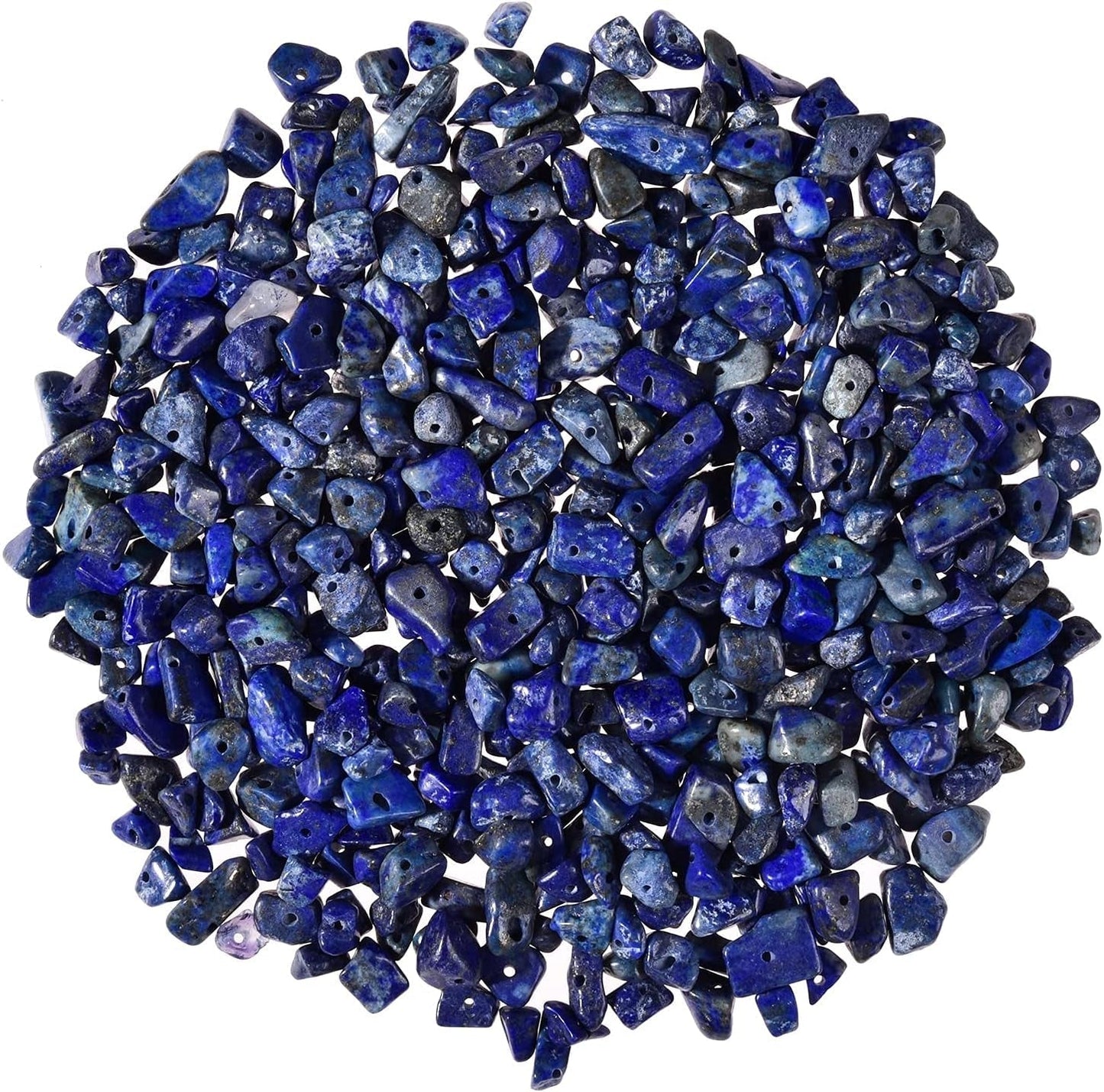 450Pcs 5-8Mm Natural Blue Lapis Lazuli Tumbled Chip Stone Beads Bulk Irregular Shaped Drilled Loose Gemstones Beads with Box for DIY Jewelry Making