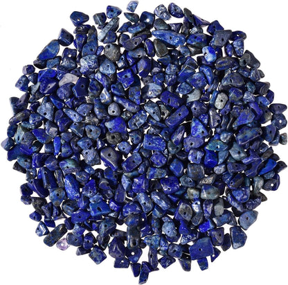 450Pcs 5-8Mm Natural Blue Lapis Lazuli Tumbled Chip Stone Beads Bulk Irregular Shaped Drilled Loose Gemstones Beads with Box for DIY Jewelry Making