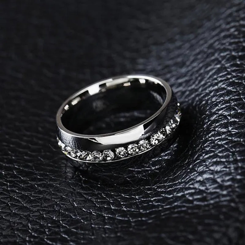Men Women Couple Stainless Steel Wedding Diamond Ring Titanium Engagement Band