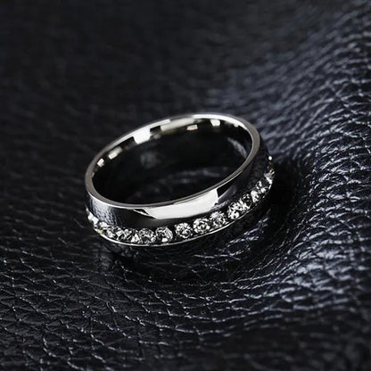 Men Women Couple Stainless Steel Wedding Diamond Ring Titanium Engagement Band