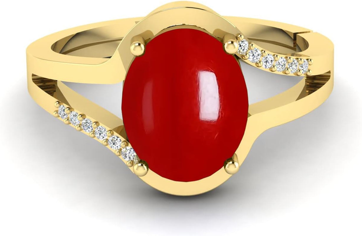 2.25 Carat Original Red Coral Adjustable Wedding Gift Ring for Women and Men