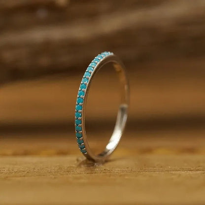 5Pcs/Set Exquisite Design Glamour Woman Fashion Jewelry Elegant Natural White Sapphire Diamond Turquoise Ring Wedding Engagement Anniversary Ring Size US4-11