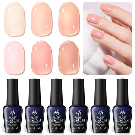 6 Colors Transparent Jelly Sheer Pink Nude Kit Libra Collection Soak off UV Nail DIY Home Art Design Gifts Spring Summer Nails - WORLD TIME VISITS