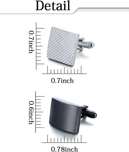 6 Pairs Cufflinks Classic Striped Disc Square Spherical Knot CZ Rectangle Cylindrical Cufflinks Set for Men - WORLD TIME VISITS