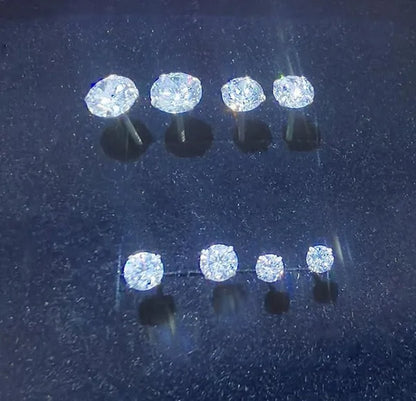 6 Pairs Stud Earrings Set, Hypoallergenic Cubic Zirconia Silver Earrings 3-8Mm