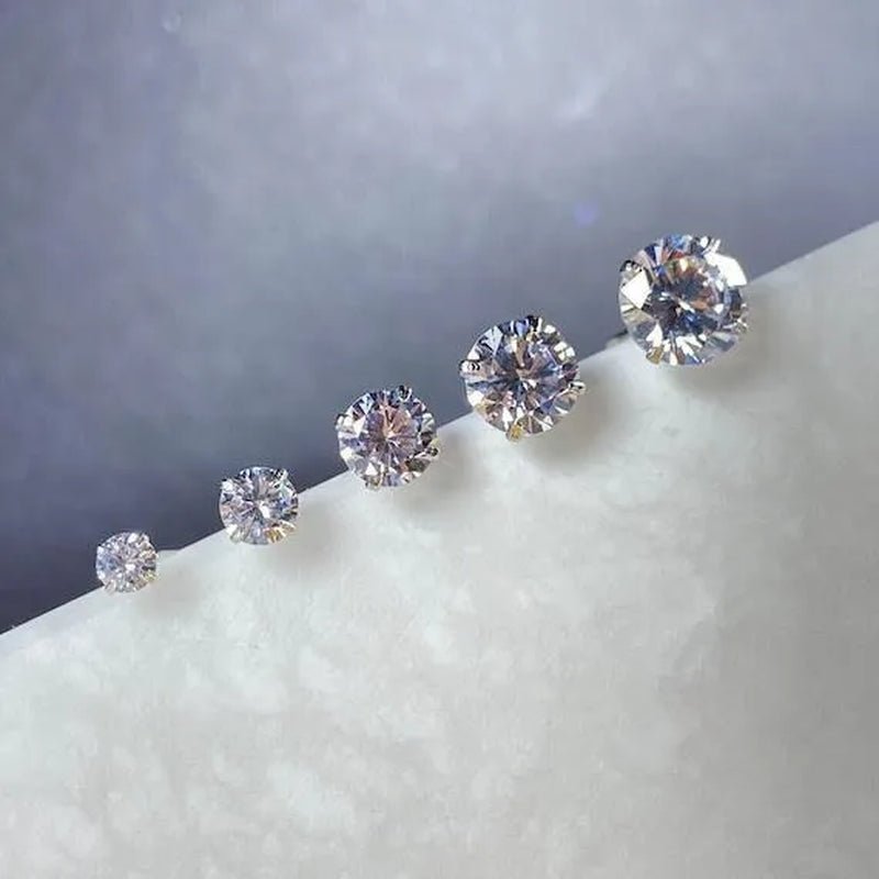 6 Pairs Stud Earrings Set, Hypoallergenic Cubic Zirconia Silver Earrings 3 - 8Mm - WORLD TIME VISITS