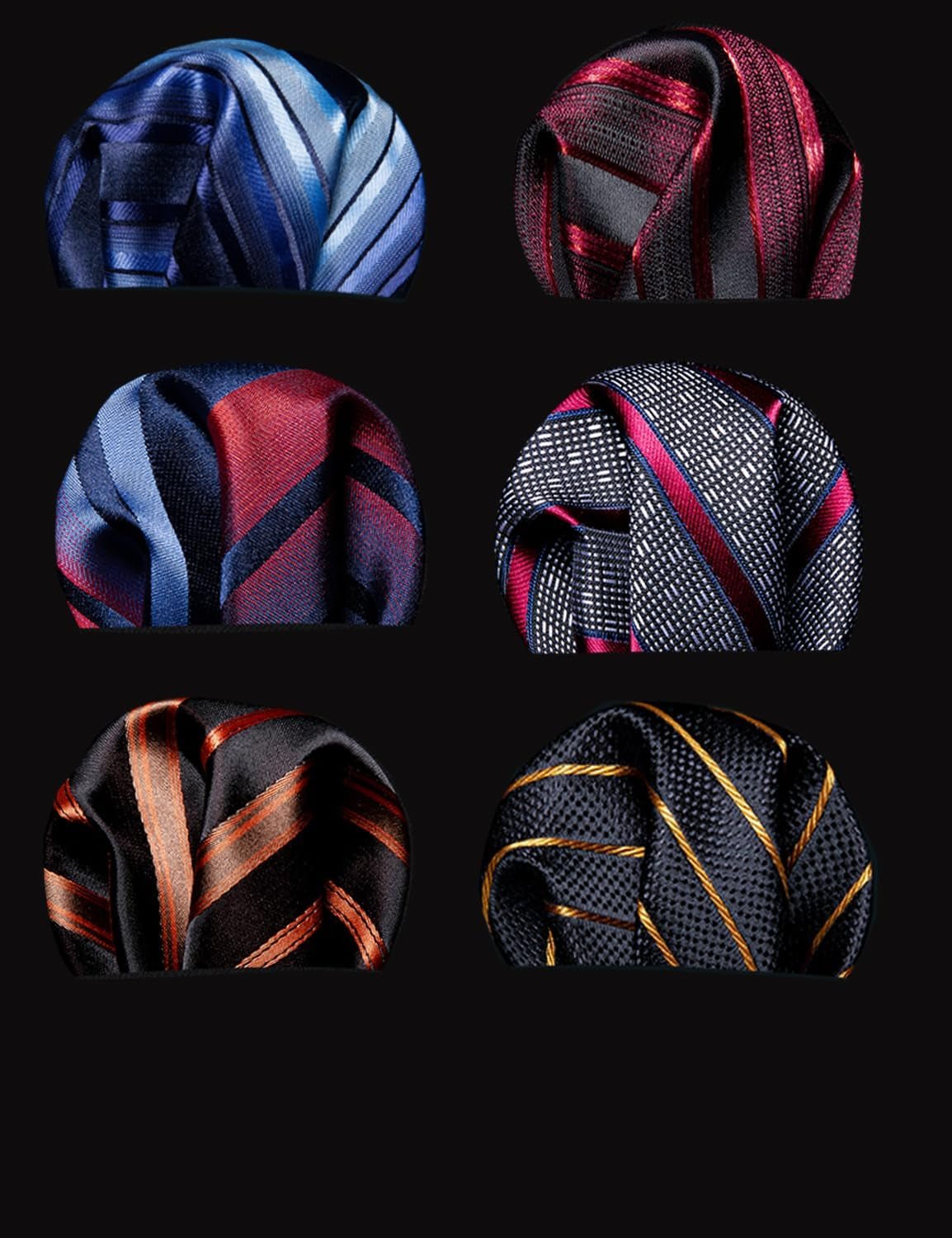 6 PCS Men Ties Set Silk Business Fashion Woven Necktie Handkerchief Cufflinks Paisley Stripe Wedding Party