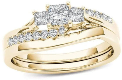 6 Styles Exquisite Women Ladies 18K Gold Natural White Sapphire Diamond Ring Set Anniversary Christmas Gift Engagement Bridal Wedding Jewelry Rings Size 6 - 10 - WORLD TIME VISITS