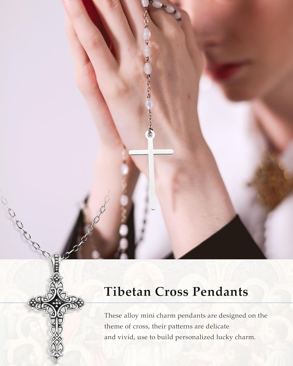 60 Pcs Antique Silver Cross Charms, Alloy Crucifix Pendant Connector for Bracelet Earrings Necklace Jewelry Making (15 Styles)