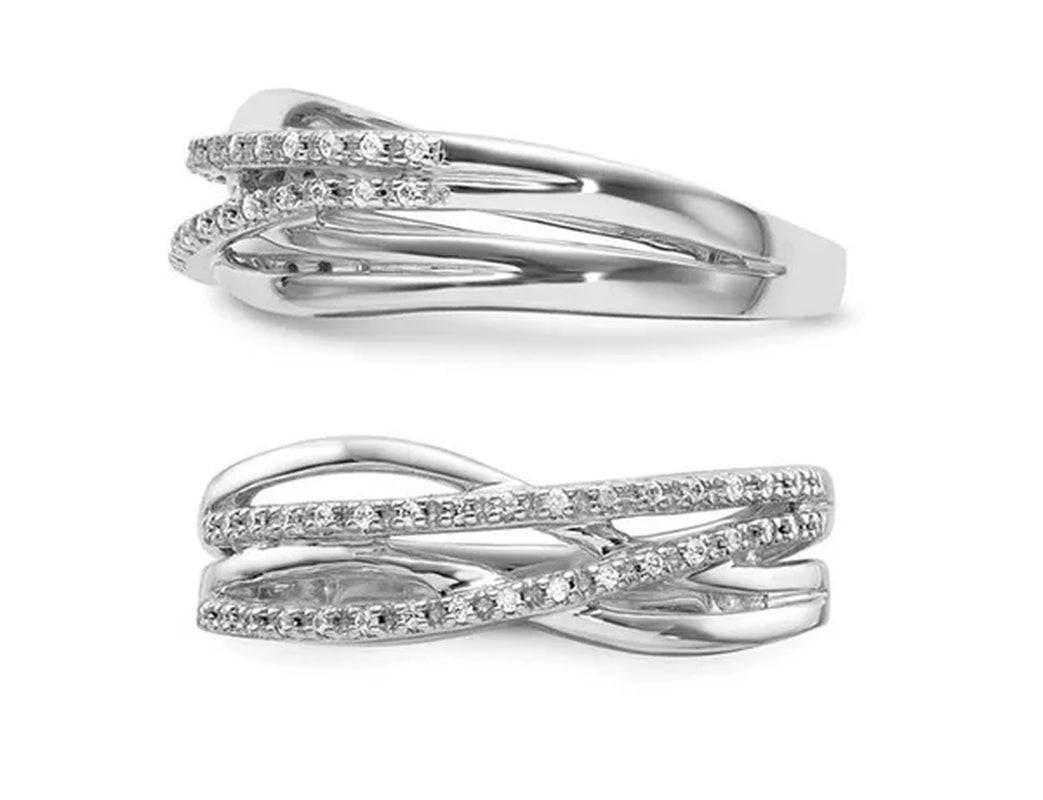 1/10 Carat (ctw) Diamond Crossover Ring in 14K White Gold