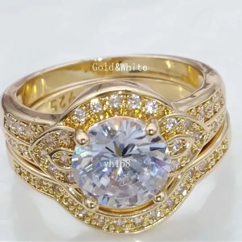 Women's Fashion  White Topaz Bridal Wedding Rings 18K Yellow Gold Filled&925 Silver Filled&14K Rose Gold Filled   Female Engagement Jewelry