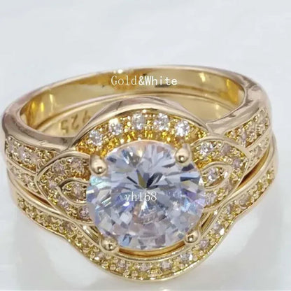 Women's Fashion  White Topaz Bridal Wedding Rings 18K Yellow Gold Filled&925 Silver Filled&14K Rose Gold Filled   Female Engagement Jewelry