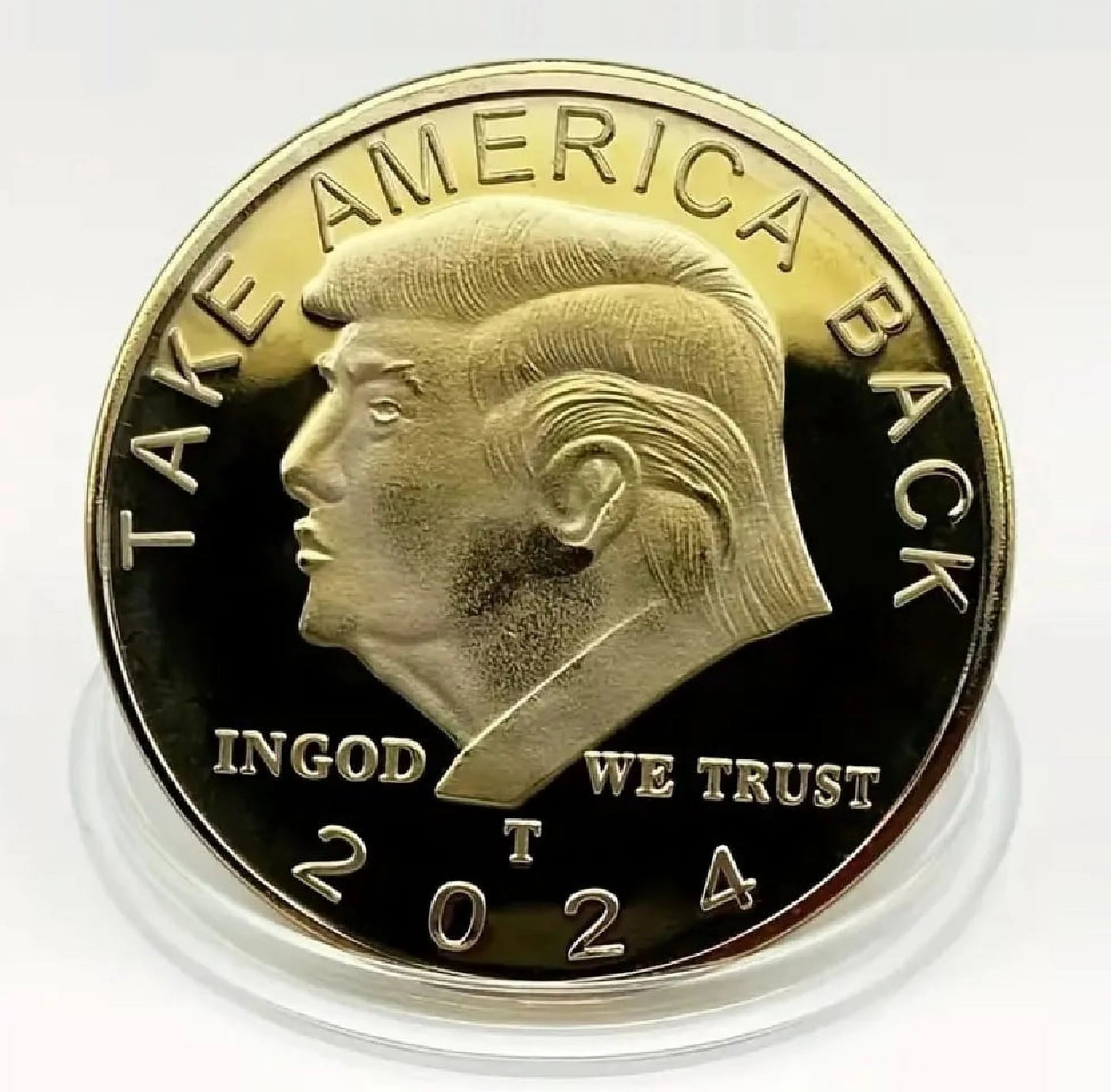 24K Gold-Plated Trump 2024 TAKE AMERICA BACK! W/Display Case Masters Coins - WORLD TIME VISITS