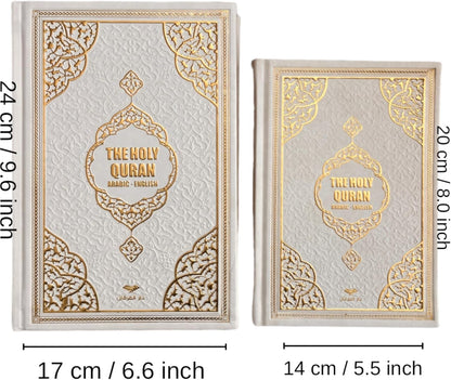 The Holy Quran:English Translation of the Noble Qur'An English Translate Thermo Leather Covered Quran| Quran Size:9.4*6.7 İnch/24*17Cm Great Ramadan Gifts for Muslim Men,Women,Child(White,Quran) - WORLD TIME VISITS