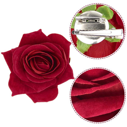 2.75" Rose Hair Clip Flower Hairpin Rose Brooch Floral Clips for Woman Girl Party Wedding Pack of 3