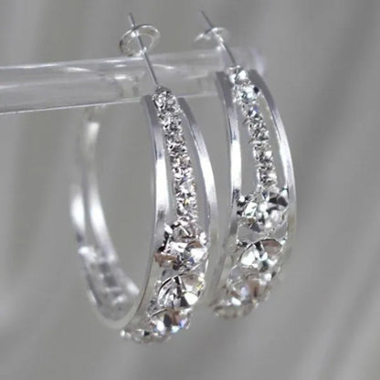 Women's Fashion Exquisite Rhinestone Oval Drop Earrings for Women Natural Diamond Wedding Engagement Party Banquet Hoop Earring Birthday Anniversary Gift