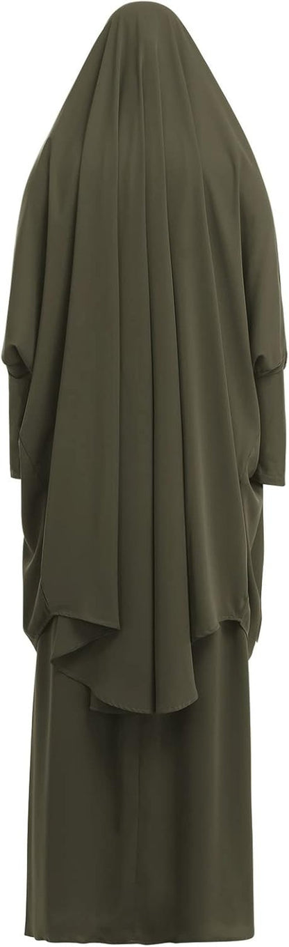 Women'S Muslim Prayer Dress Hijab Scarf Eid Prayer Jilbab Khimar Niqab Burka Abaya Maxi Islamic Arabian Modest Cardi Robe