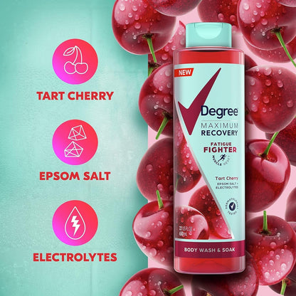 Maximum Recovery Body Wash and Soak Post-Workout Recovery Skincare Routine Tart Cherry + Epsom Salt + Electrolytes Bath and Body Product 22 Oz, Pack of 4