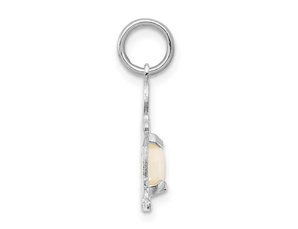 1/4 carat (ctw) Natural Opal Child Boy Charm Pendant Necklace in 14K White Gold with Chain