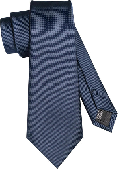 Mens Solid Color 7Cm Silk Tie for Business and Wedding - WORLD TIME VISITS