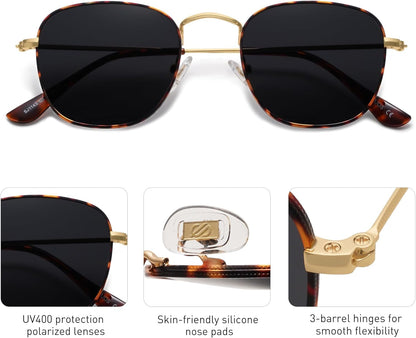 Square Polarized Sunglasses for Men Women Classic Vintage Retro Style